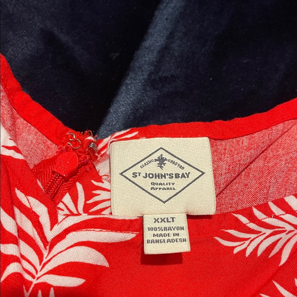 St. John's Bay Red Leaf Print Jumpsuit - Picture 3 of 10